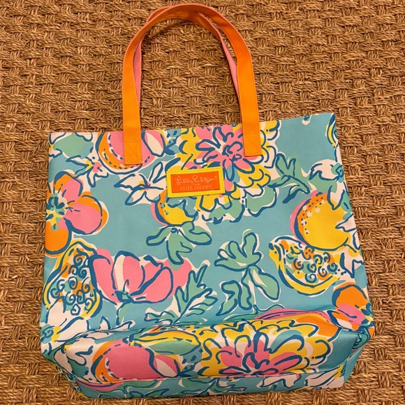 Lilly Pulitzer Floral Tote & Clear Pink Wristlet with Palm Trees New without 🏷️🌸 - Picture 3 of 6